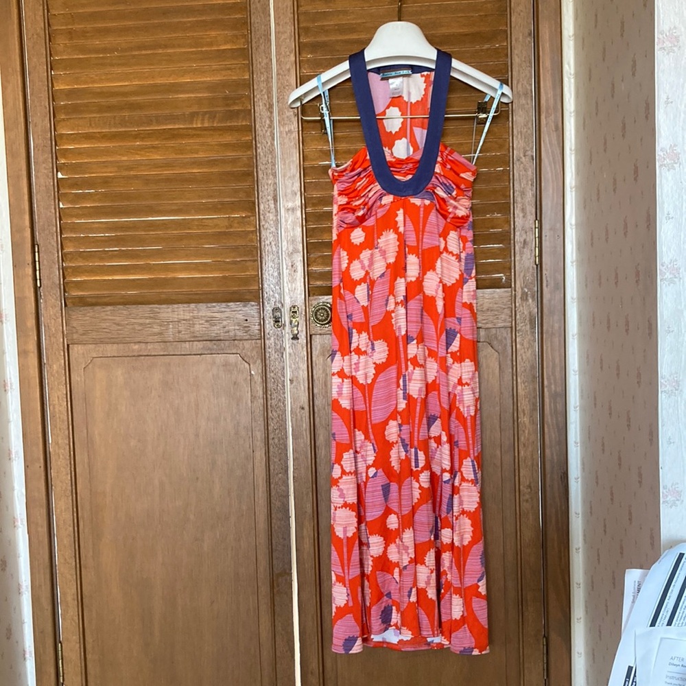 Prairie New York orange, and blue dress